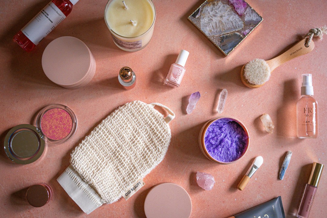 Beauty and skincare flat lay